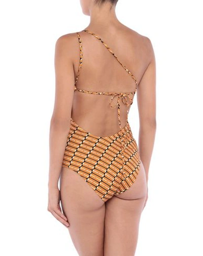 Shop Sophie Deloudi One-piece Swimsuits In Camel
