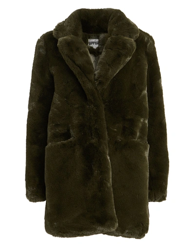 Shop Apparis Sophie Faux Fur Coat In Green