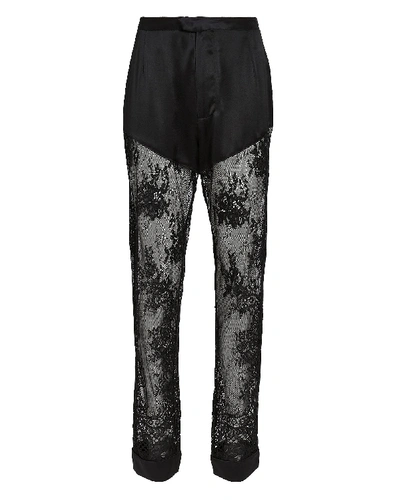 Shop Fleur Du Mal Cillis Silk Lace Pajama Pants In Black