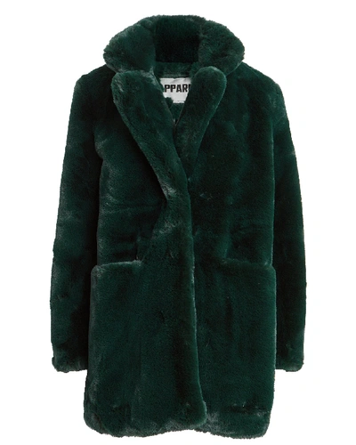 Shop Apparis Sophie Faux Fur Coat In Green