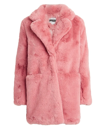 Shop Apparis Sophie Faux Fur Coat In Blush