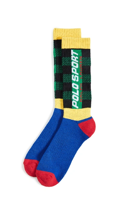 Shop Polo Ralph Lauren Buffalo Plaid Combo Slack Socks In Multi