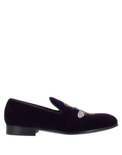 Shop Dolce & Gabbana Man Loafers Dark Purple Size 7.5 Textile Fibers
