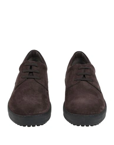 Shop Tod's Man Lace-up Shoes Dark Brown Size 9 Leather