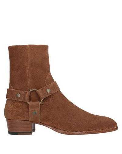 Shop Saint Laurent Man Ankle Boots Brown Size 8 Soft Leather