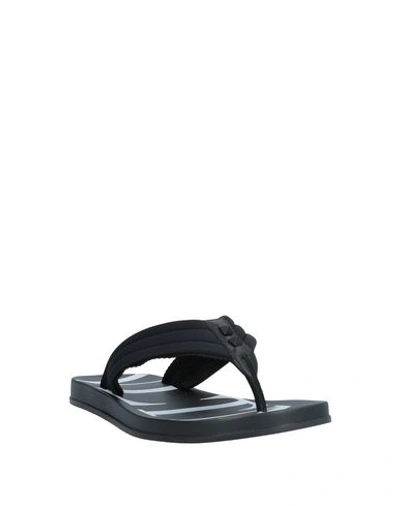 Shop Valentino Garavani Man Toe Strap Sandals Black Size 7 Textile Fibers, Soft Leather