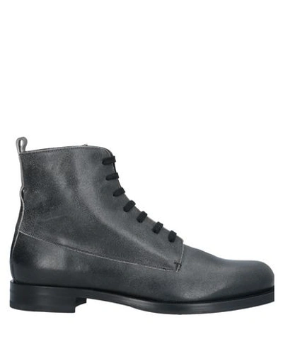 Shop Emporio Armani Ankle Boots In Steel Grey