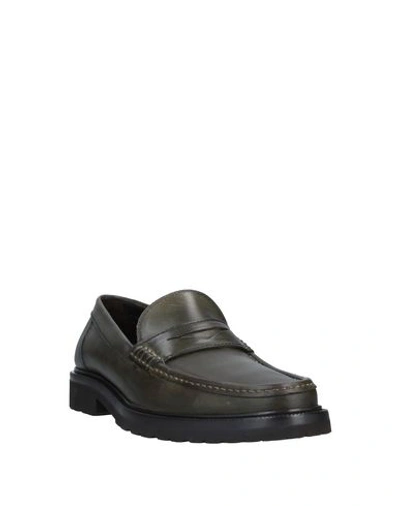 Shop A.testoni A. Testoni Man Loafers Military Green Size 7 Soft Leather