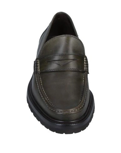 Shop A.testoni A. Testoni Man Loafers Military Green Size 7 Soft Leather