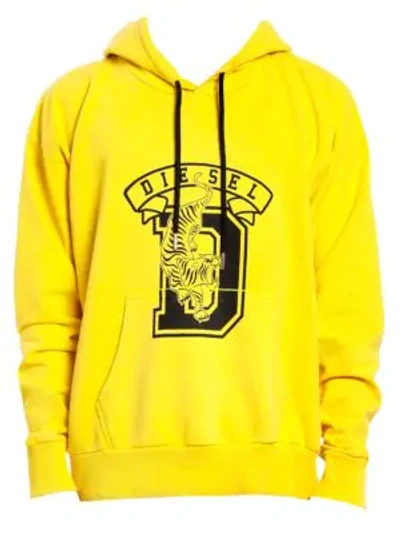 Shop Diesel Alby Logo Varsity Hoodie In Yellow