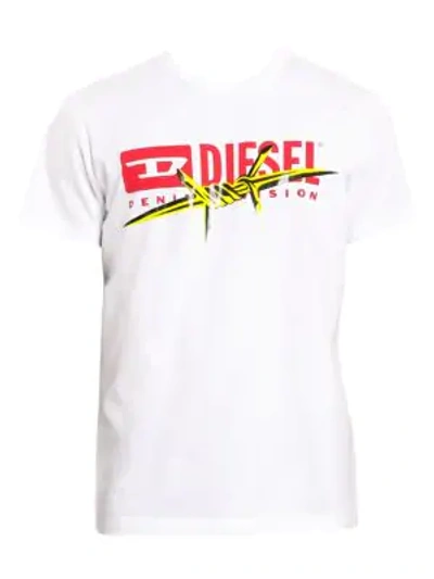 Shop Diesel Diego Logo Cotton Tee In White
