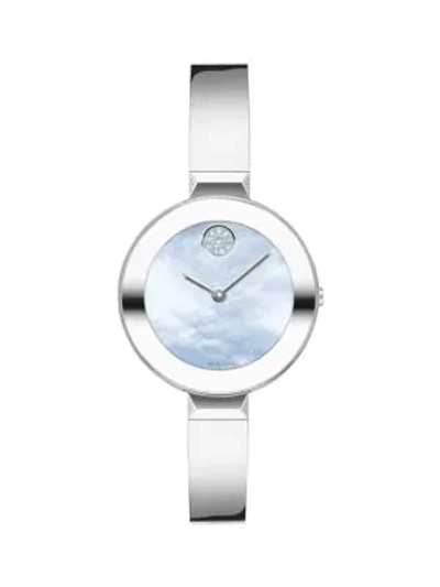 Shop Movado Bold Ion-plated Stainless Steel Bangle Watch In Blue