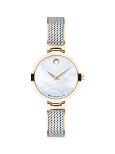 Shop Movado Women's Amika Rose Gold Pvd-plated, Stainless Steel & Mesh Bangle Watch In Silver