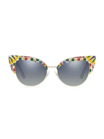 Shop Dolce & Gabbana 53mm Cat Eye Sunglasses In White Havana