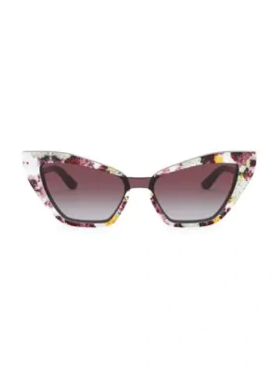 Shop Dolce & Gabbana 29mm Floral Cat Eye Sunglasses In Violet