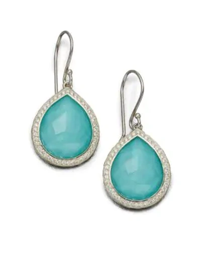 Shop Ippolita Women's Lollipop Sterling Silver, Doublet & Diamond Teardrop Earrings In Silver/turquoise