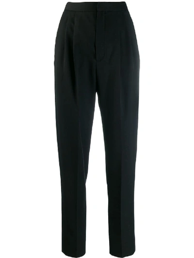 Shop Saint Laurent Wool Trousers In Black