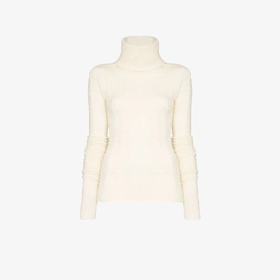 Shop Jacquemus Blend Wool Highneck Sweater In White