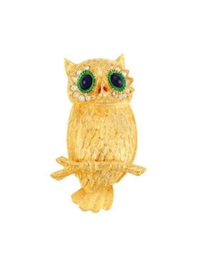 Shop Kenneth Jay Lane Owl Pin In Gold