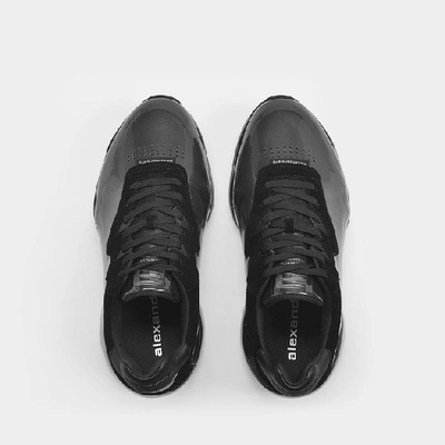 Shop Alexander Wang Stadium Trainers In Black Suede And Pvc