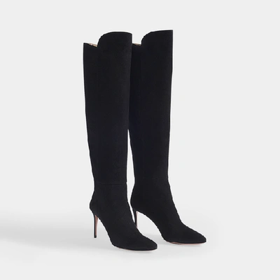 Shop Aquazzura Gainsbourg 85 Boots In Black Leather