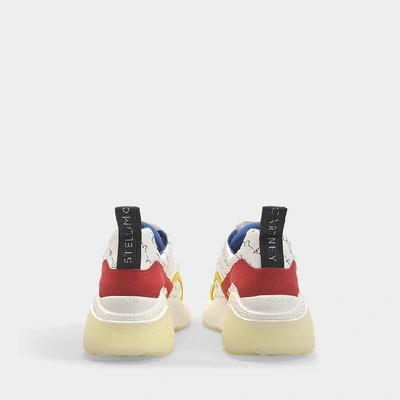 Shop Stella Mccartney Eclypse Sneakers Velcro In White Eco-leather With Yellow, Red And Blue Details