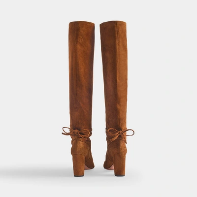 Shop Aquazzura Milano 85 Boots In Cinnamon Leather