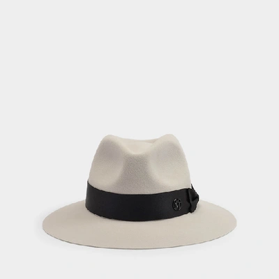 Shop Maison Michel Rico Hat In Beige Felt