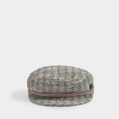 Shop Maison Michel New Abby Cap In Blue Tweed