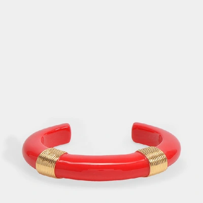 Shop Aurelie Bidermann Katt Bracelet In Gold-plated Brass And Red Bakelite