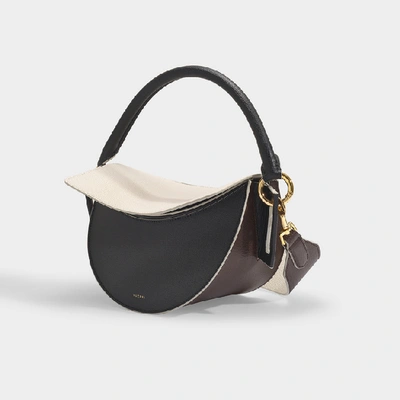 Shop Yuzefi Dip Handbag In Black And Cream Calfskin