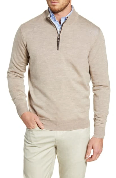 Shop Peter Millar Crown Soft Wool Blend Quarter Zip Sweater In Grain