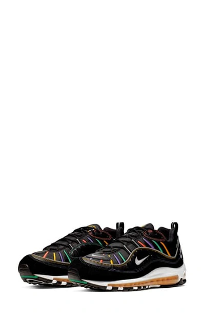Shop Nike Air Max 98 Premium Sneaker In Black/ Flash Crimson/ Green