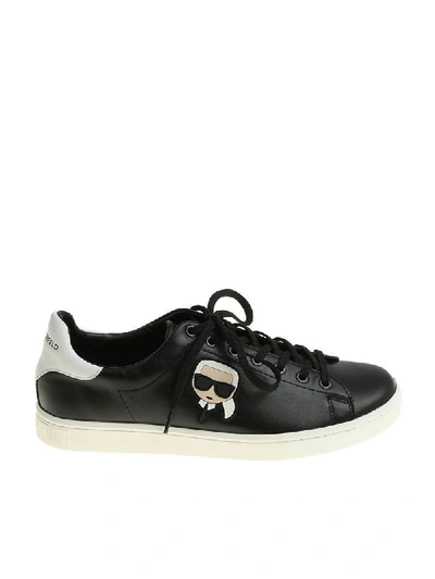 Shop Karl Lagerfeld Black Leather Sneakers