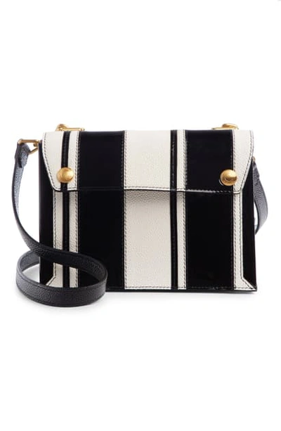 Shop Thom Browne Leather Applique Envelope Shoulder Bag - Black In Black/ White