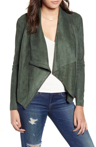 Shop Blanknyc Faux Suede Drape Front Jacket In Emerald Green
