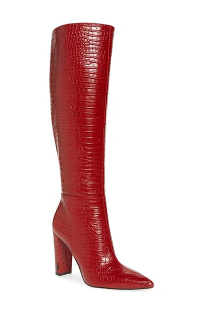 Shop Sam Edelman Raakel Knee High Boot In Spiced Mahogany Leather