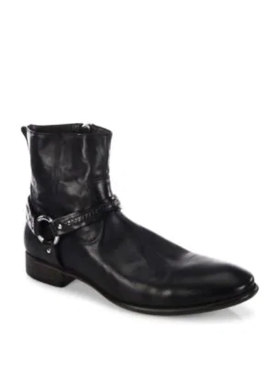 Shop John Varvatos Eldridge Harness Leather Ankle Boots In Black