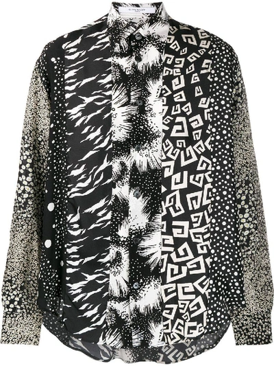 Shop Givenchy Silk Print Panel Shirt In Black & White