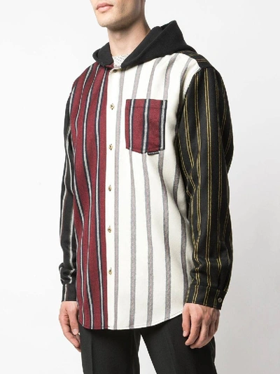 Shop Alexander Wang Striped Hooded Shirt In Multicolor