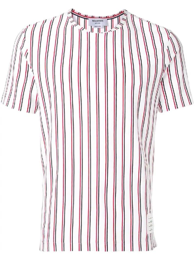 Shop Thom Browne Tricolor Stripe Jersey T-shirt In Multicolor