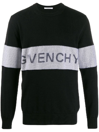 Shop Givenchy Contrasting Logo Band Sweater Black