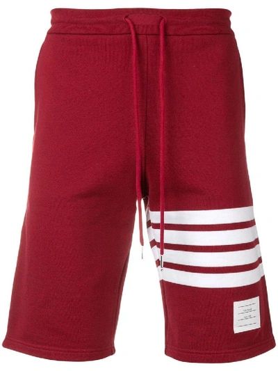 Shop Thom Browne 4-bar Cotton Sweatshort In Red