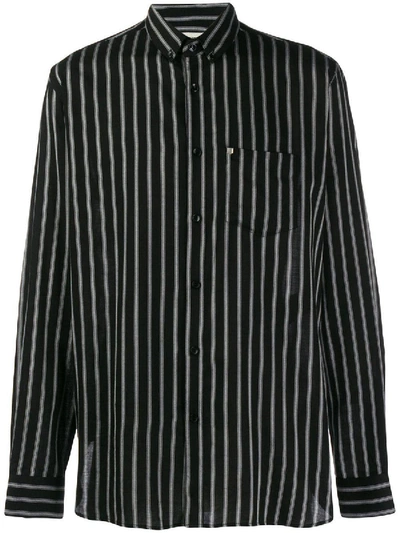 Shop Saint Laurent Black And White Striped Shirt