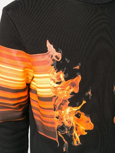 Shop Neil Barrett Flame Crew Neck Sweater Black/orange