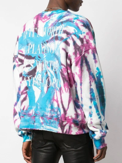 Shop Amiri Tie Dye Skull Crewneck Sweatshirt Blue