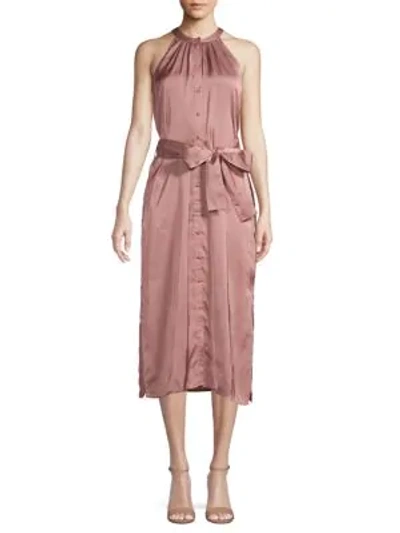 Shop Abs By Allen Schwartz Self-tie Button-front Dress In Ash Rose