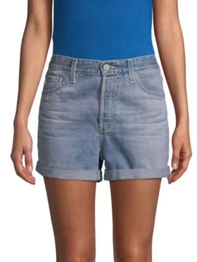 Shop Ag Alex Boyfriend Denim Shorts In Medium Blue