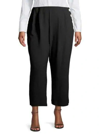 Shop Vince Camuto Plus Slit Side-button Pants In Rich Black