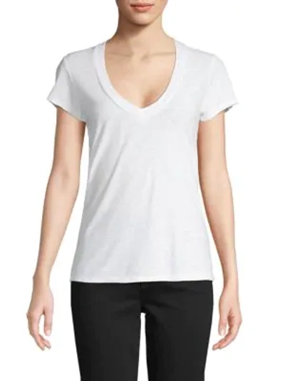 Shop James Perse Women's V-neck Cotton-blend Tee In White